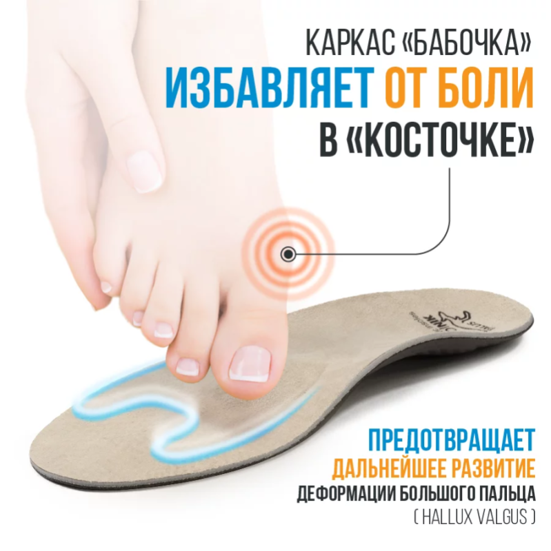 БАБОЧКА при Халюс вальгус – стельки ортопедические. Косточка на большом пальце, натоптыши, мозоли, плоскостопие